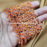 Faceted Carnelian Rosary Chain, Rondelle Beads Chain, Gold Plated Chain, DIY Jewelry Making Supply, 4-4.5mm Bead Size – SELLING BY FOOT